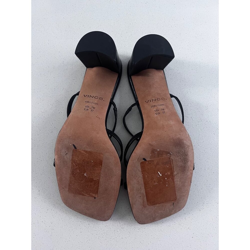 VINCE Ona black leather Slide Sandals size 7 NEW - Picture 8 of 9